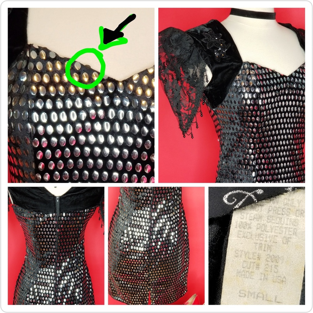 🔮SOLD🔮VTG studded cocktail dress w/ beads - Picture 4 of 5